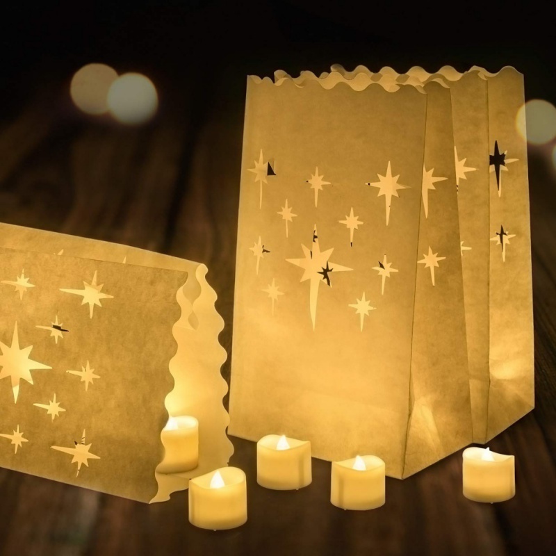 Unity Candle Set - 10PCS Heart White Paper Lantern Candle