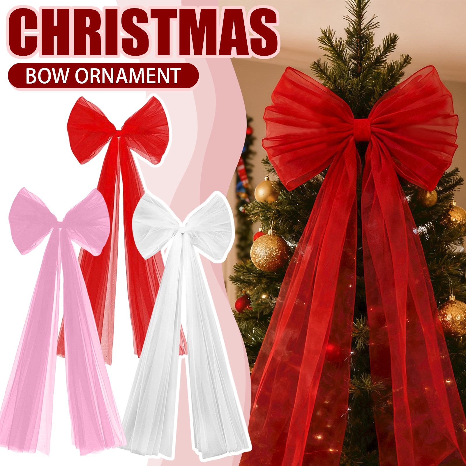 Christmas Tulle Bow Decoration - đánh giá và giá Wedding Supply Shops