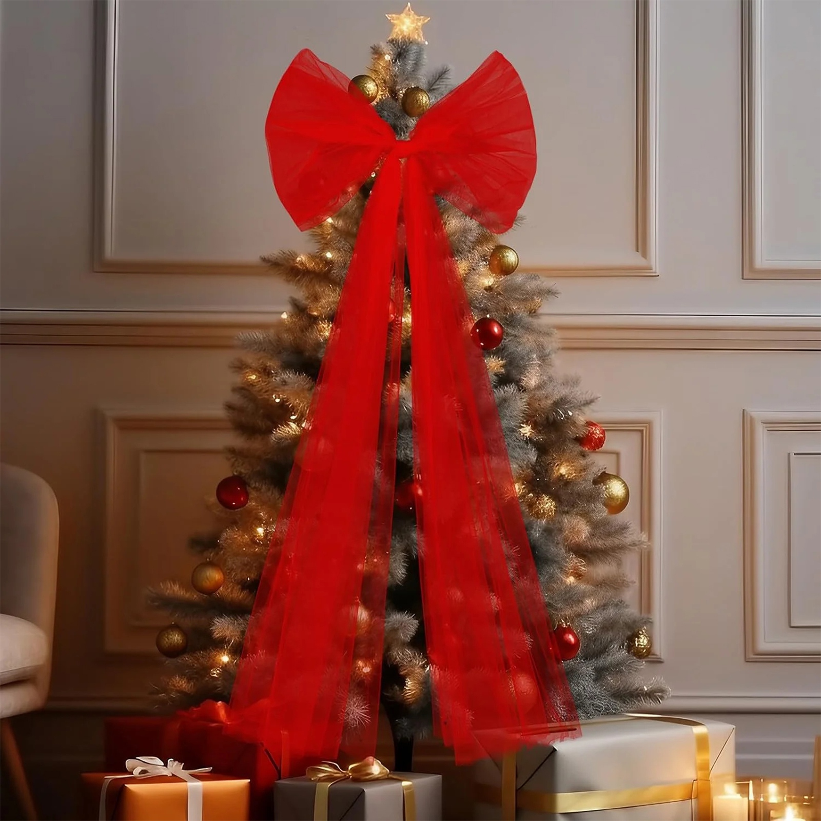 Christmas Tulle Bow Decoration - đánh giá và giá Wedding Supply Shops