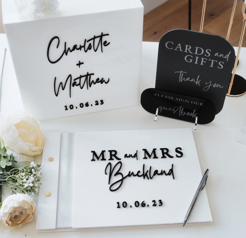White Card Box for Wedding 3D  - đánh giá và giá Personalized Guest Book