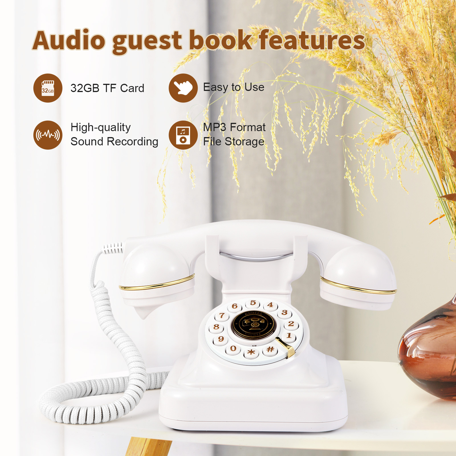 Audio guest book phone retro s - đánh giá và giá Personalized Guest Book